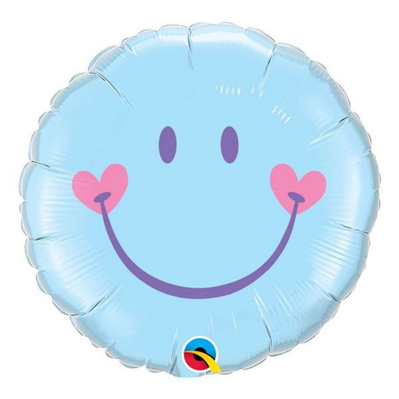 Balão de Festa Microfoil 18" 45cm - Carinha Sorridente Azul - 01 Unidade - Qualatex - magazine 25 Embalagens