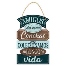 Placa Decorativa em MDF - Amigos são como Conchas - DHPM5-371 - LitoArte - magazine 25 Embalagens