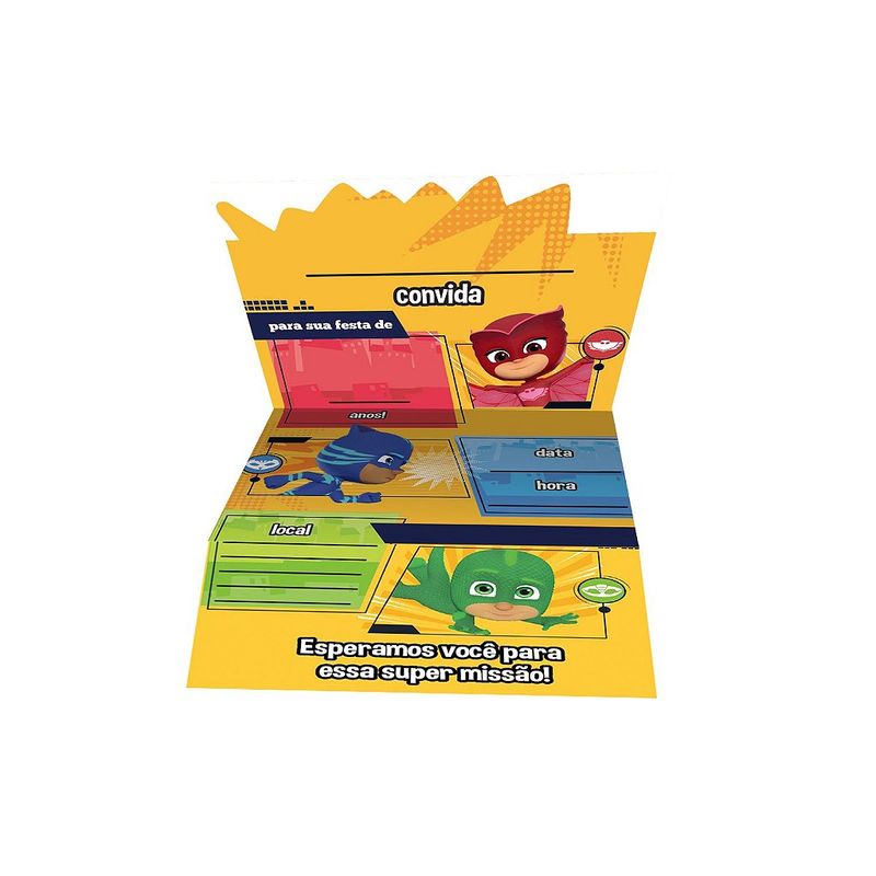 Convite Festa PJ Masks - 08 unidades - Regina - Magazine 25 Festas