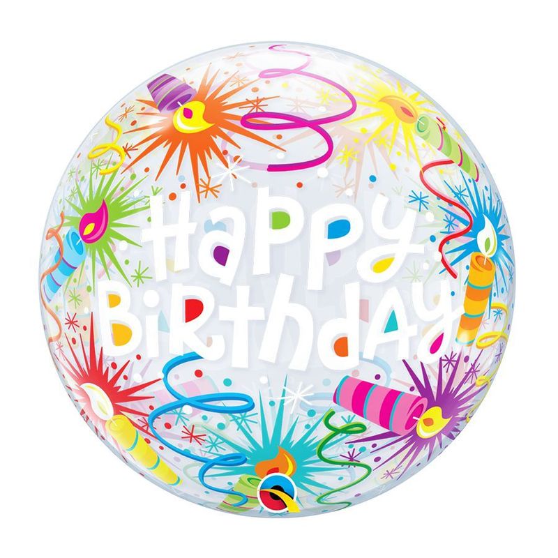 Balão de Festa Bubble 22" 56cm - Happy Birthday Velas - 01 Unidade - Qualatex - magazine 25 Embalagens