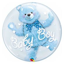 Balão de Festa Bubble Duplo 24" 60cm - Baby Boy Ursinho - 01 Unidade - Qualatex - Magazine 25