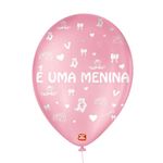 Balão de Festa Decorado É uma Menina - Rosa Tutti Frutti e Branco 9" 23cm - 25 Unidades - São Roque - magazine 25 Balões