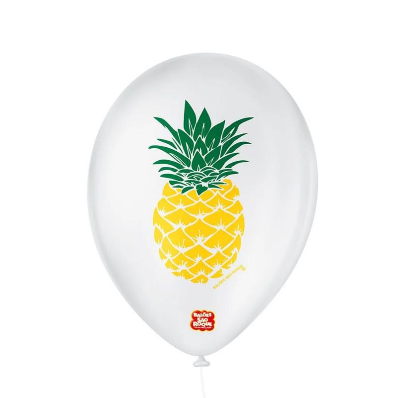 Balão de Festa Látex Decorado - Abacaxi Amarelo e Verde 9" 23cm - 25 Unidades - São Roque - magazine 25 Balões