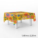 Toalha de Mesa em TNT - 1,40x2,20m - Amarelo com Flores - 1 unidade - Best Fest - Magazine 25