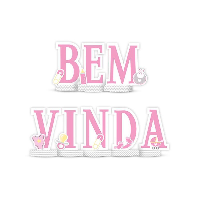 Decoracao De Mesa Festa Cha de Bebe Menina Bem Vinda 01 Unidade - Regina - magazine 25 Festas