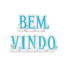 Decoracao De Mesa Festa Cha de Bebe Menino Bem Vindo 01 Unidade - Regina - Magazine 25s