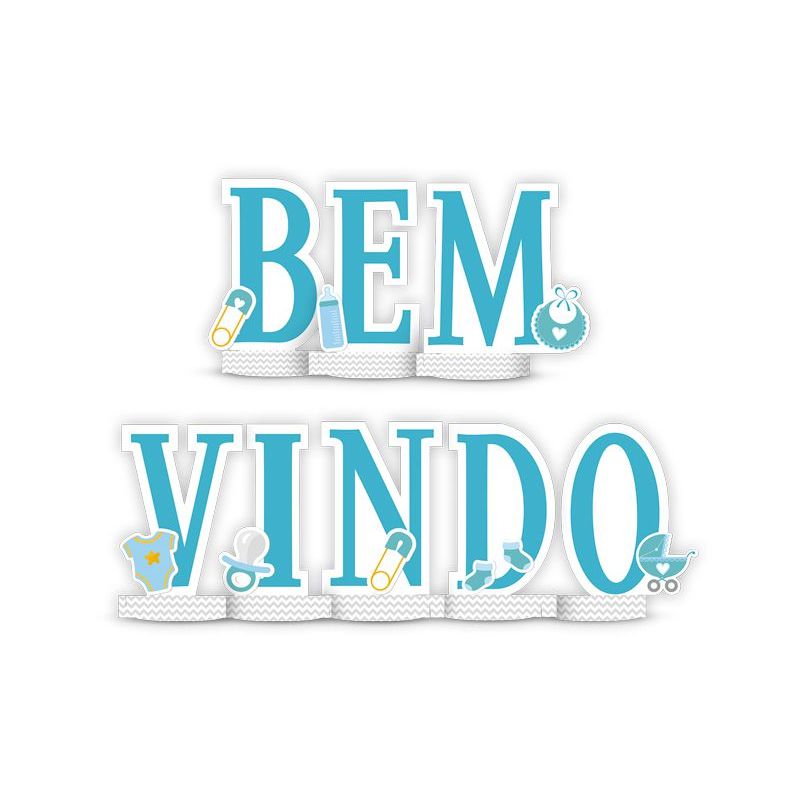 Decoracao De Mesa Festa Cha de Bebe Menino Bem Vindo 01 Unidade - Regina - magazine 25 Festas