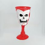 Taça Halloween - Metade Branca com Vermelho - Caveira - 250ml - 1 unidade - Silver Festas - Magazine 25