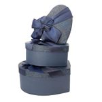 Kit Caixa Papel Rígido Coração Azul com Laço - 3 unidades - Magazine 25