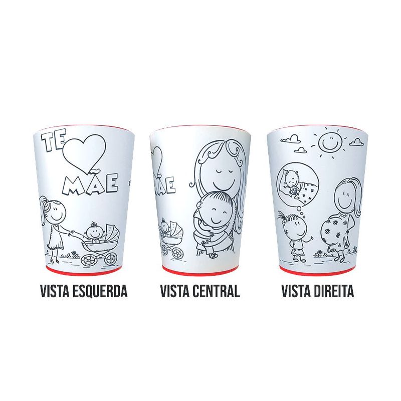 Copo para Colorir Color Te Amo Mãe 10cm - 01 unidade - magazine 25