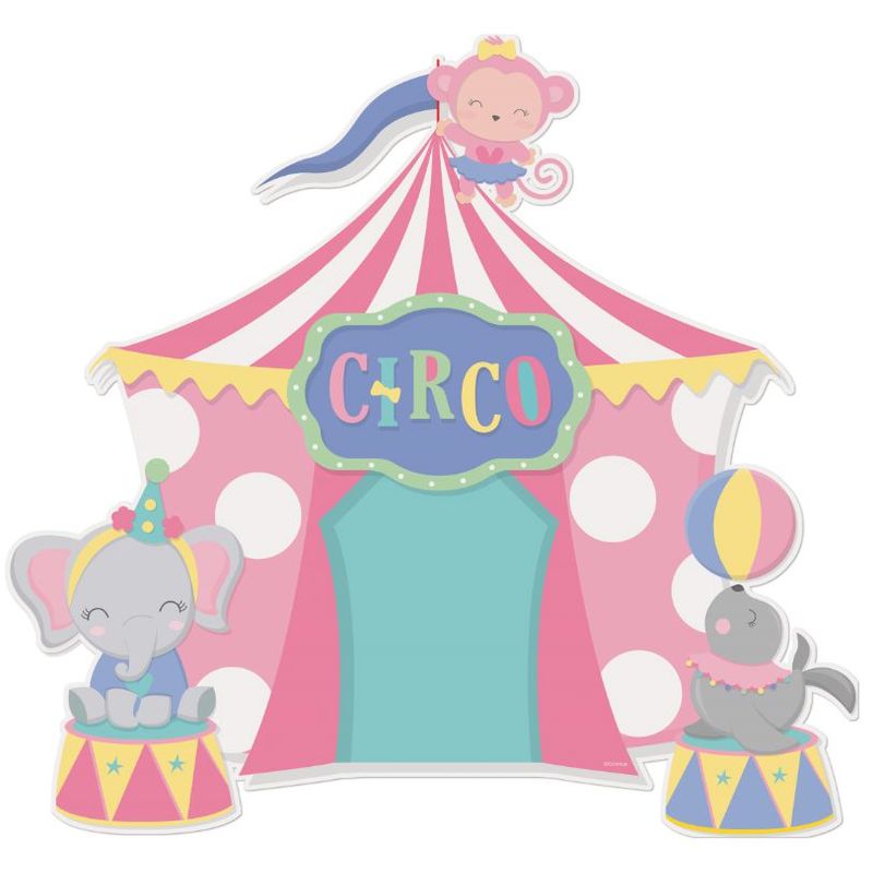 Painel Decorativo 4 Laminas Festa Circo Rosa - 01 unidade - Cromus - Rizzo Embalagens