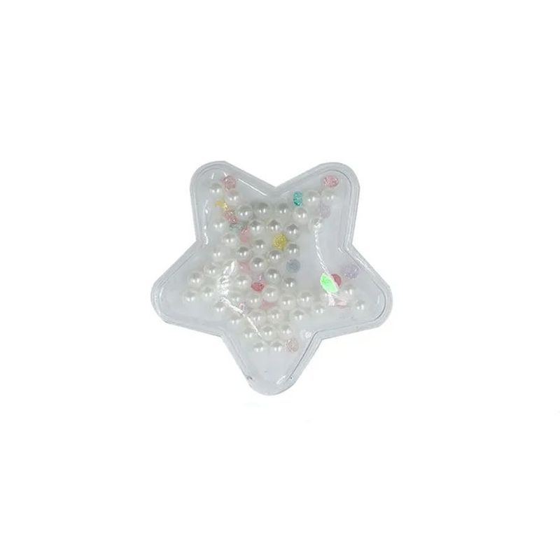 Aplique Estrela Incolor Pérola Branco - 5cm - 2 Un - Artegift - Magazine 25