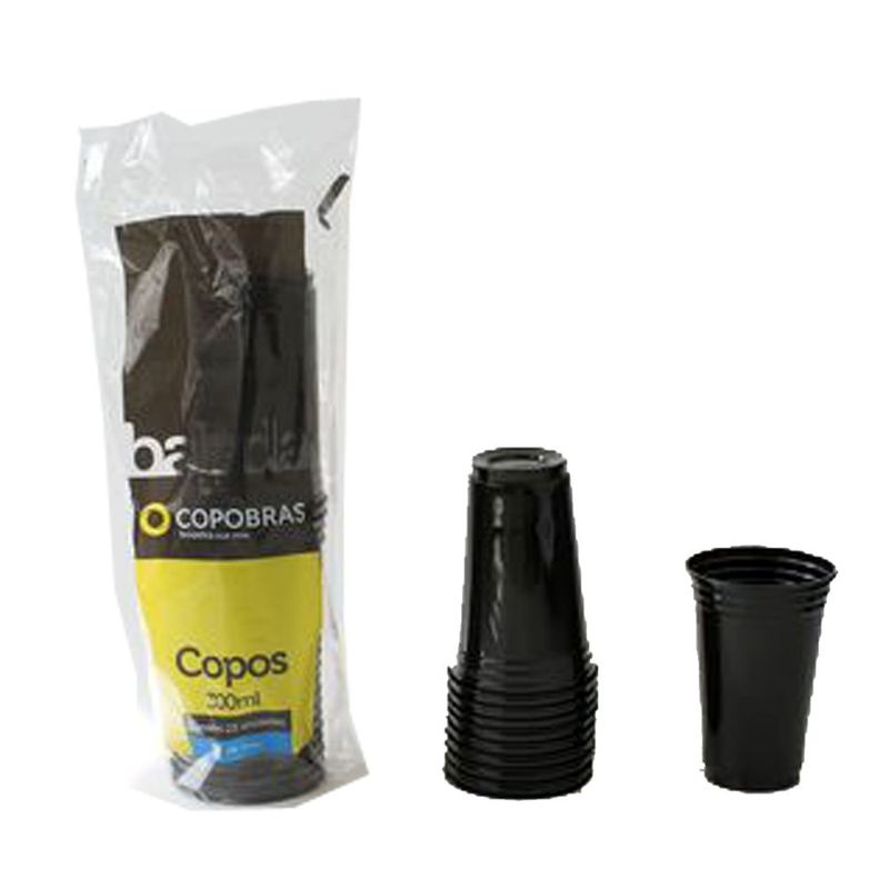 Copos Balada Neon Preto 300ml c/25 - Copobras