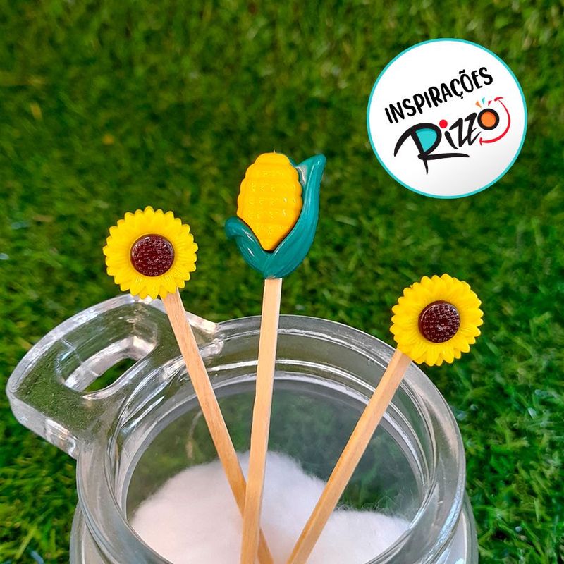 Pick Decorativo de Festa Junina - Girassol - 9,5cm - 10 unidades - Magazine 25