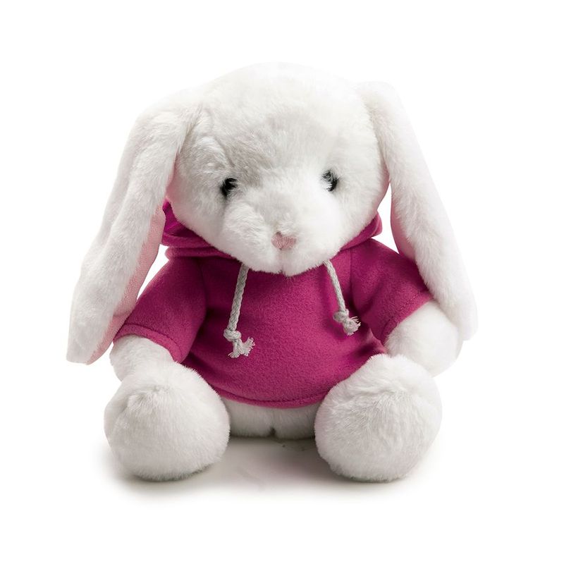 Coelho Pelúcia com Blusa Moletom Capuz - Rosa - 20cm - 01 unidade - Cromus Páscoa - Magazine 25