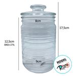 Pote de Vidro Canelado Horizontal com Tampa Hermética - 17,5cm - 700ml - 1 unidade - Magazine 25