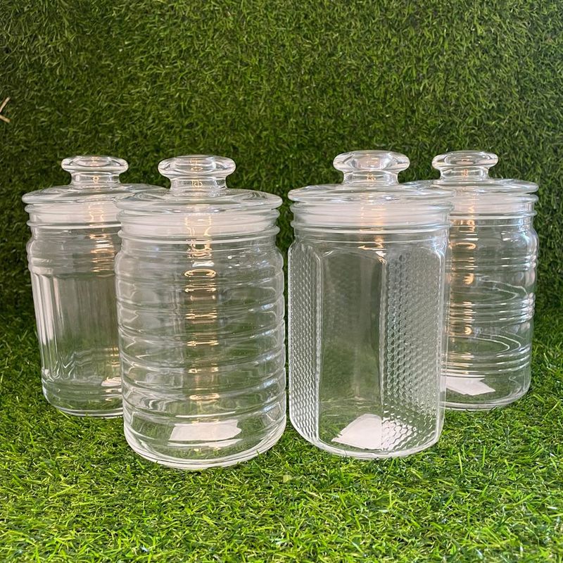 Pote de Vidro Canelado Horizontal com Tampa Hermética - 17,5cm - 700ml - 1 unidade - Magazine 25