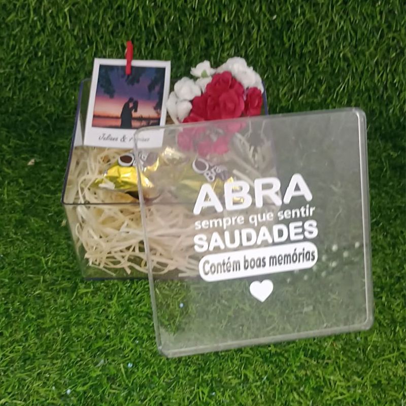 Caixa Acrílica Personalizada Boas Memórias - 14x14cm - 1 unidade - Magazine 25