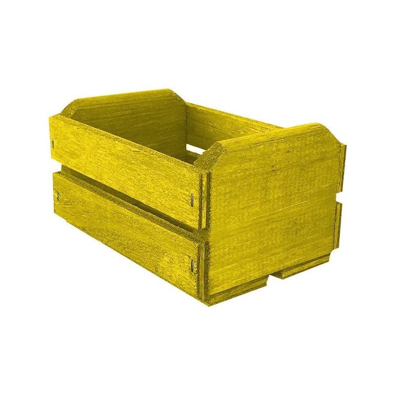 Caixote de Madeira Amarelo 11,5x8,5x6,5cm - 01 Unidade - Magazine 25