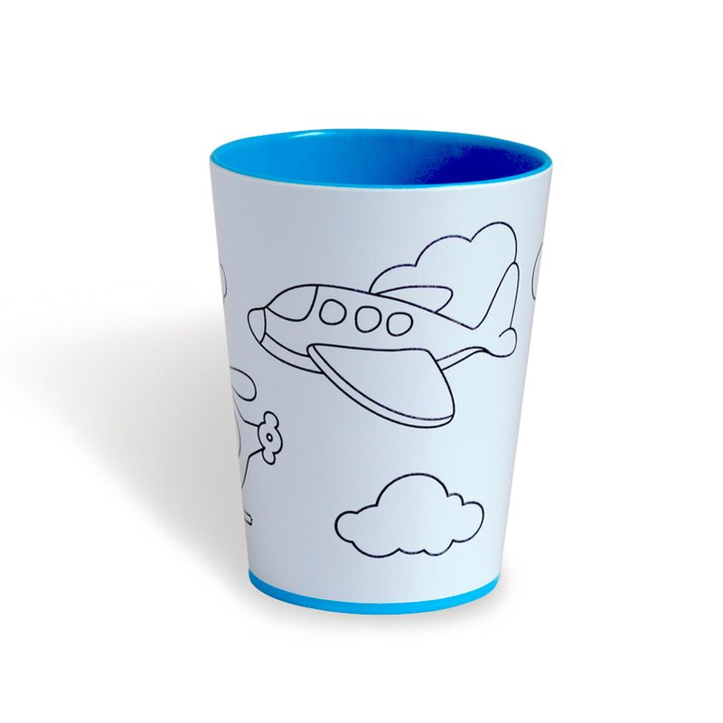 Copo para Colorir Color Cup Aventureiro - Azul 10cm - 01 unidade - Magazine 25