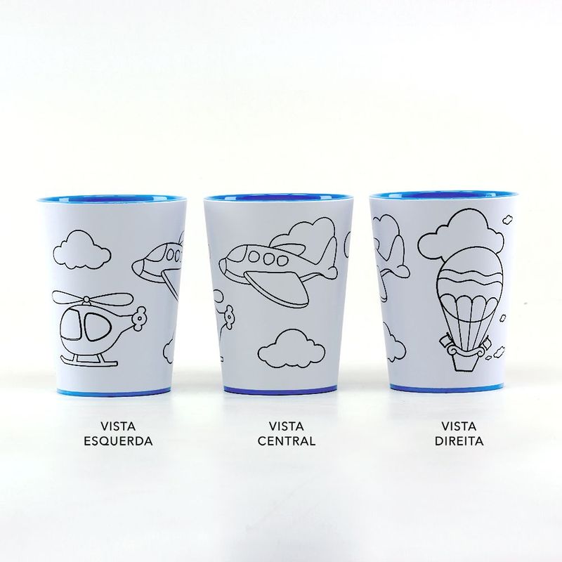 Copo para Colorir Color Cup Aventureiro - Azul 10cm - 01 unidade - Magazine 25