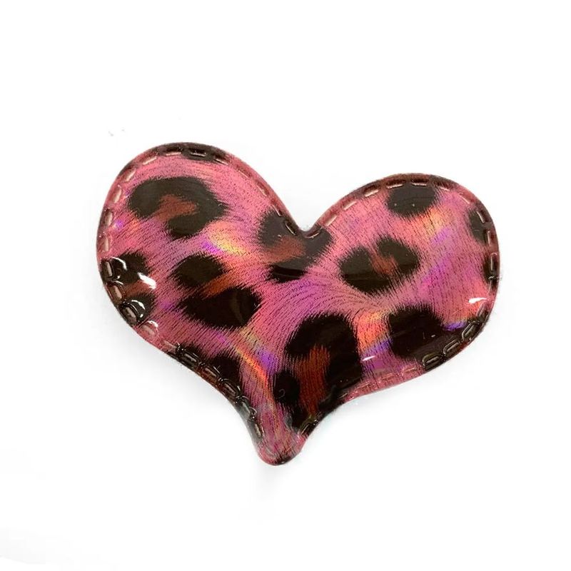 Aplique Coração Rosa Animal Print Decorativo - 2 Un - Artegift - Magazine 25