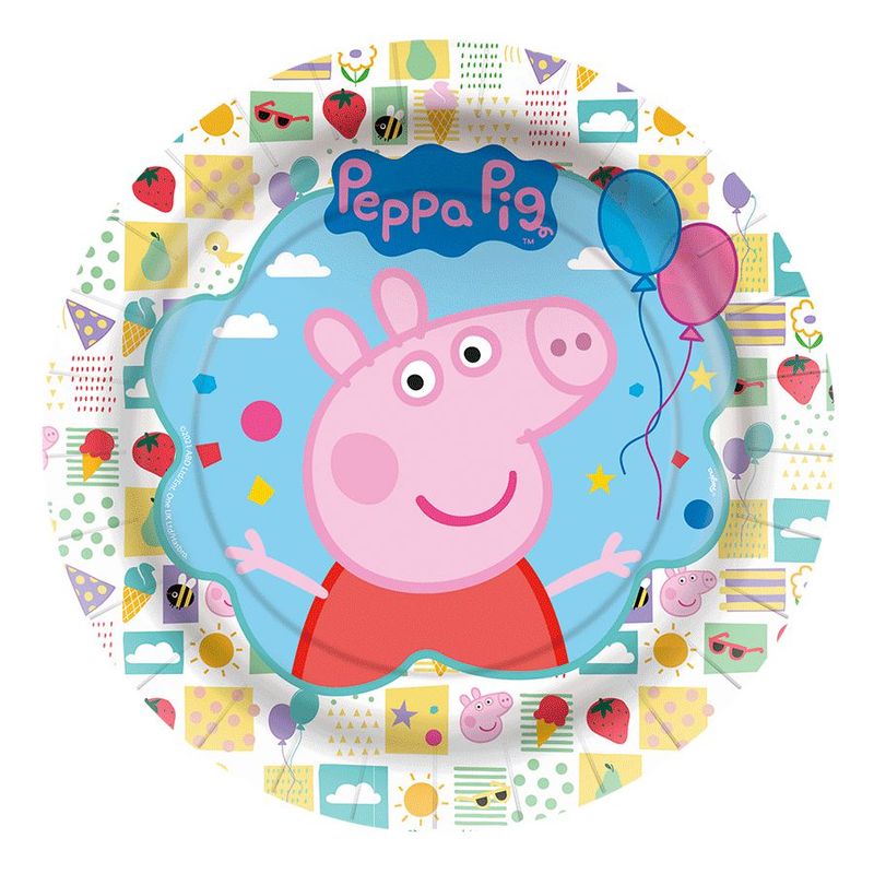 Prato Papel Redondo 18cm - Peppa Pig Clássica - 12 unidades - Regina - Rizzo Embalagens