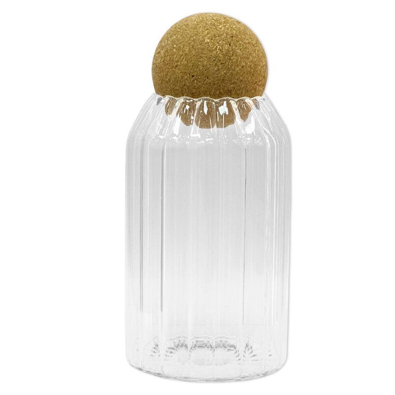 Pote de Vidro Canelado com Tampa Esfera - 9x15cm - 690ml - 1 unidade - Magazine 25