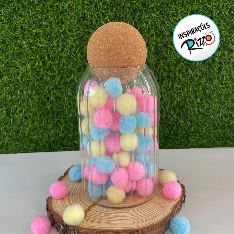 Pote de Vidro Canelado com Tampa Esfera - 9x15cm - 690ml - 1 unidade - Magazine 25