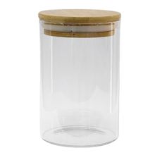 Pote de Vidro Hermético com Tampa de Bambu - 8x12cm - 450ml - 1 unidade - Magazine 25