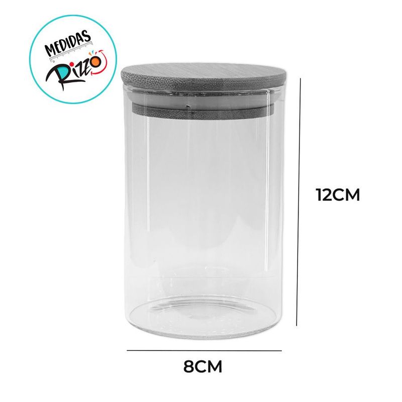 Pote de Vidro Hermético com Tampa de Bambu - 8x12cm - 450ml - 1 unidade - Magazine 25
