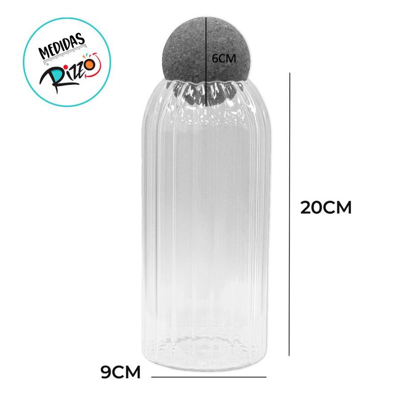 Pote de Vidro Canelado com Tampa Esfera - 9x20cm - 990ml - 1 unidade - Magazine 25