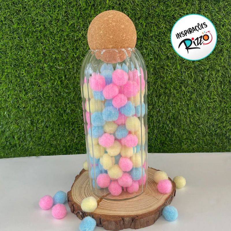 Pote de Vidro Canelado com Tampa Esfera - 9x20cm - 990ml - 1 unidade - Magazine 25