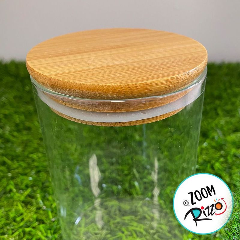 Pote de Vidro Hermético com Tampa de Bambu - 8x12cm - 450ml - 1 unidade - Magazine 25