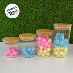 Pote de Vidro Hermético com Tampa de Bambu - 8x12cm - 450ml - 1 unidade - Magazine 25