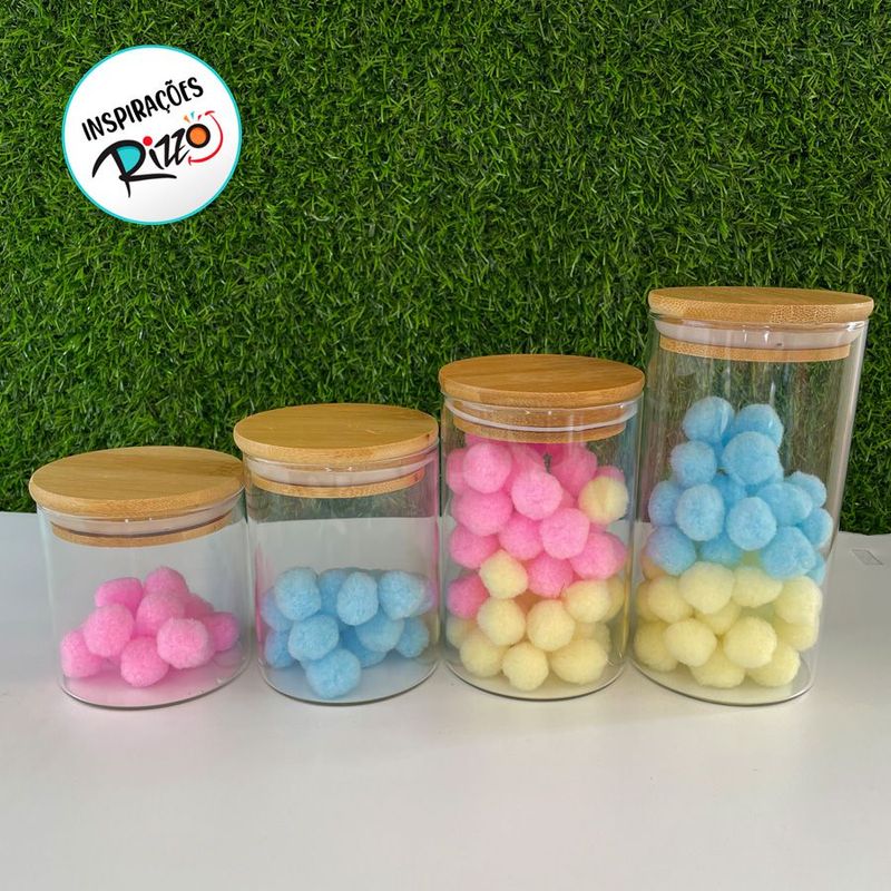 Pote de Vidro Hermético com Tampa de Bambu - 8x12cm - 450ml - 1 unidade - Magazine 25