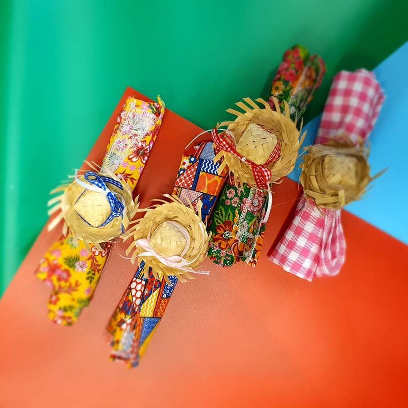 Porta Guardanapo Chapéu de Palha Festa Junina - Rosa - 1 Unidade - Artesanal - Rizzo Embalagens
