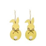 Tags de Páscoa Coelho Madeira Amarelo com Pompom - 2 unidades - Cromus - Magazine 25