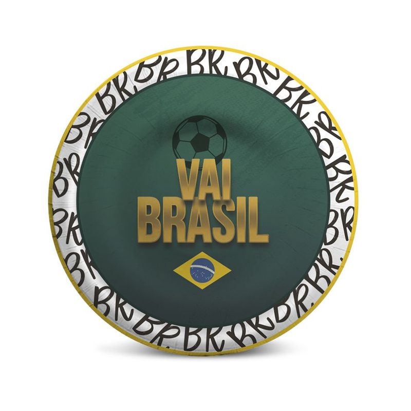 Prato Petisqueira - Brasil Copa 2022 - 18cm  - 8 unidades - Cromus - Rizzo Embalagens
