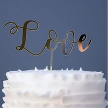 Topo de Bolo Love Espelhado Dourado Sonho Fino Magazine 25