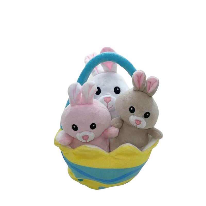Cesta de Pelúcia com Coelhos - 25cm - 1 unidade - Magazine 25