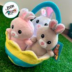 Cesta de Pelúcia com Coelhos - 25cm - 1 unidade - Magazine 25