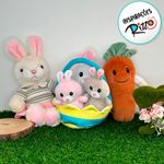 Cesta de Pelúcia com Coelhos - 25cm - 1 unidade - Magazine 25