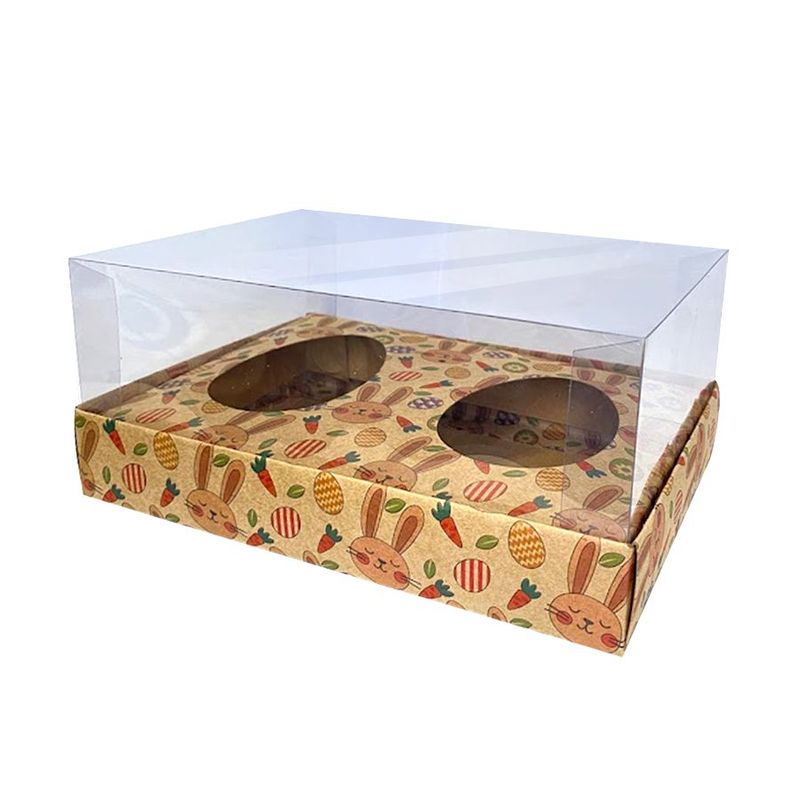 Caixa para Ovo de Páscoa 100g a 150g - Duplo com Estampa Páscoa Kraft 20x13x8,8cm - 05 Unidades - ASSK - Magazine 25