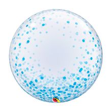 Balão Bubble 24'' Decorado Pontos de Confete Azul - 1 unidade - Qualatex - magazine 25