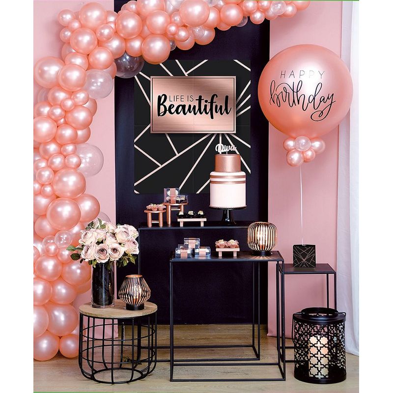 Painel Life is Beautiful Festa Rose Gold - 1 unidade - Cromus - Magazine 25