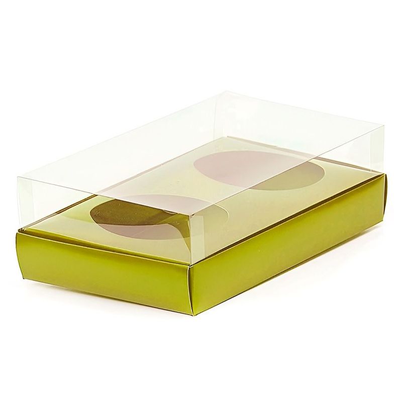 Caixa Ovo de Colher Duplo - Meio Ovo de 250g - 20,5cm x 17cm x 6,5cm - Ouro - 5 unidades - ASSK - Magazine 25