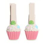 Prendedor Cupcake - Branco/Rosa/Verde - 1 unidade - Cromus - Magazine 25