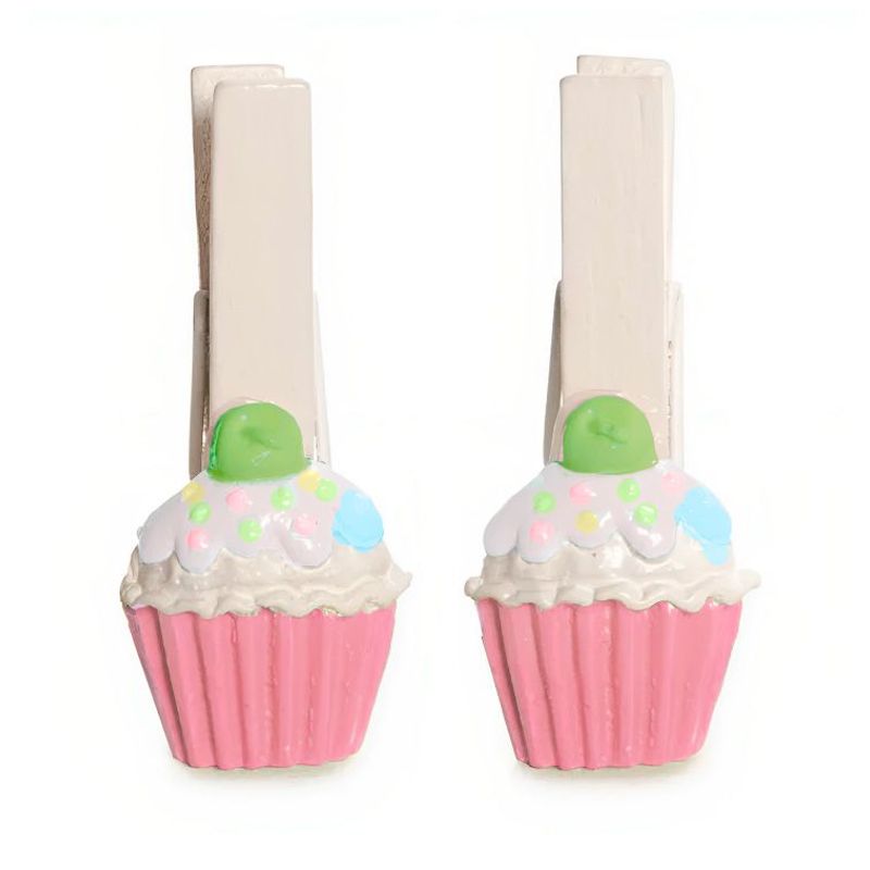Prendedor Cupcake - Branco/Rosa/Verde - 1 unidade - Cromus - Magazine 25
