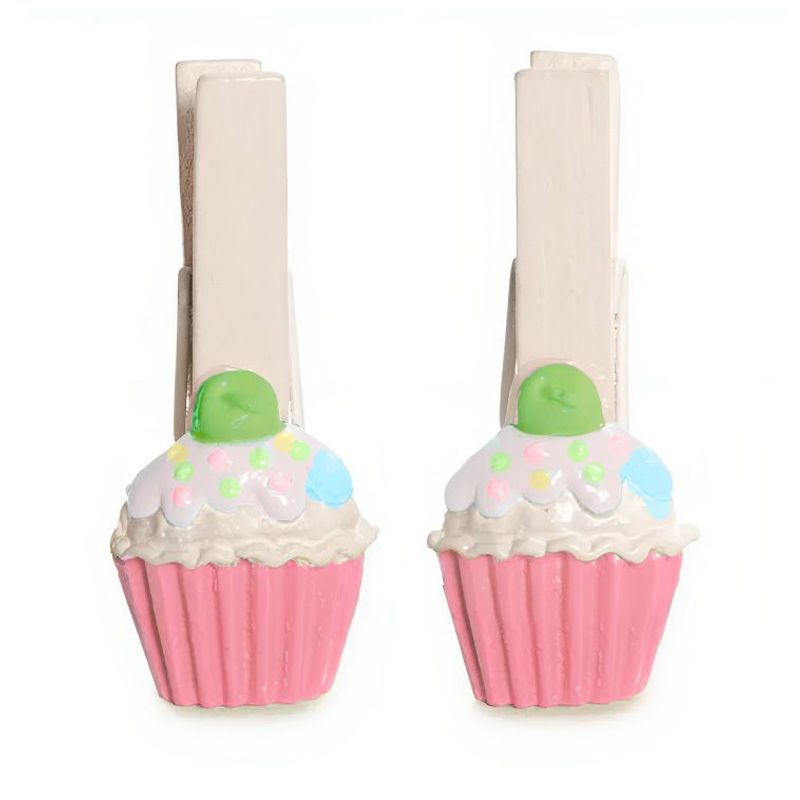 Prendedor Cupcake - Branco/Rosa/Verde - 1 unidade - Cromus - Rizzo